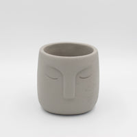 vaso in cemento face still life grigio small