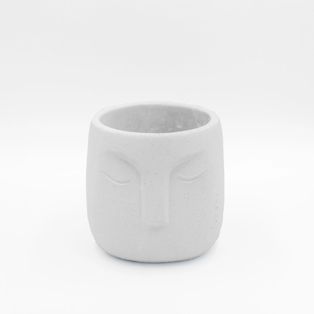 vaso in cemento face still life bianco small